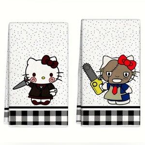 Sanrio Hello Kitty Halloween decor Microfiber Kitchen hand Towels,  Dish Cloths